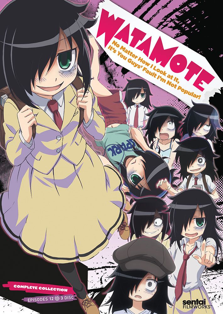 Watamote (the actual title is p long)genre: slice of life, comedy, schoollength: 12 episodessynopsis: a weeb tryna get through school despite her playing stuff like obey me 25/8similar to: himouto umaru-chan, oreimo, daily lives of high school boys