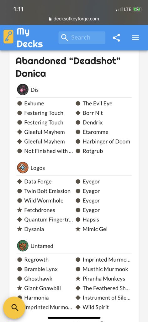 corruptgoat's tweet photo. Final deck for testing currently on #BdayKeyforge: Iβm just curious how the 4x #Eyegor will affect this deckβs efficiency at getting to necessary answer cards. I think itβll require burning into Γmber pips, and I donβt see any way in this deck to get the #DataForge to work. π€·ββοΈ https://t.co/jKqWPUQcxF