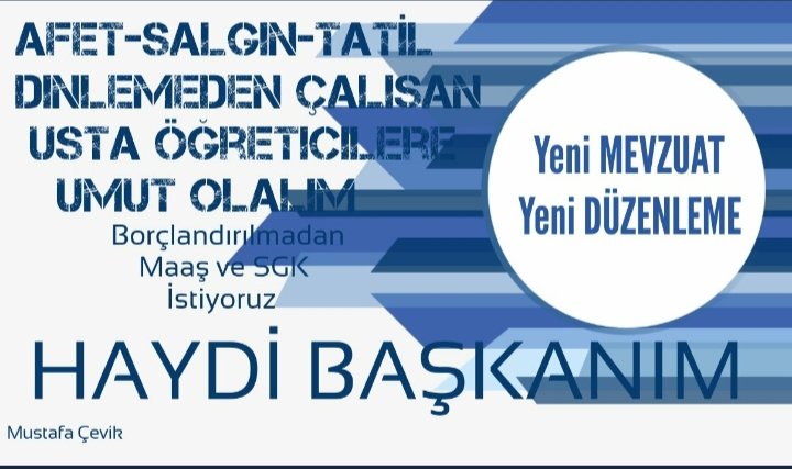 Bizlere verilen görevleri hakkaniyetle yerine getiriyoruz  sayın  Cumhur Başkanım ve Milli Eğitim Bakanım sizlerde bizim talebimizi kabul etmenizi bayramda müjdenizi bekliyoruz saygılarımla MEUSFED Başkanı Dilek BAYINDIR 
<a href="/RTErdogan/">Recep Tayyip Erdoğan</a> <a href="/ziyaselcuk/">Ziya Selçuk</a> 
#USTAÖĞRETİCİBAYRAMETSİN