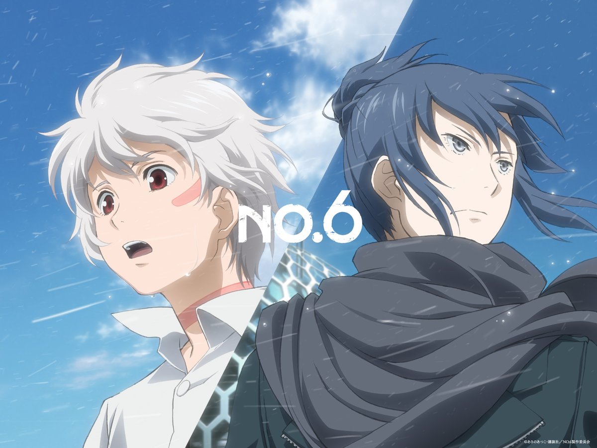 No. 6genre: action, sci-fi, dystopian length: 11 episodessynopsis: mankind took shelter in city-states that were peaceful superficially. shion gained a new perspective on the world he lives in thanks to a mysterious boy named nezumi. similar to: attack on titan, kiznaiver