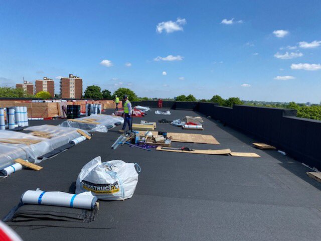 SimonGriffith11's tweet photo. Despite the lockdown RLW Roofing are progressing well with their latest @SikaLimited Sikabit RBM project. Get in touch if you’d like to know more about our range of bituminous products... #sika #sikabit #roofing https://t.co/cnHThpBkyv