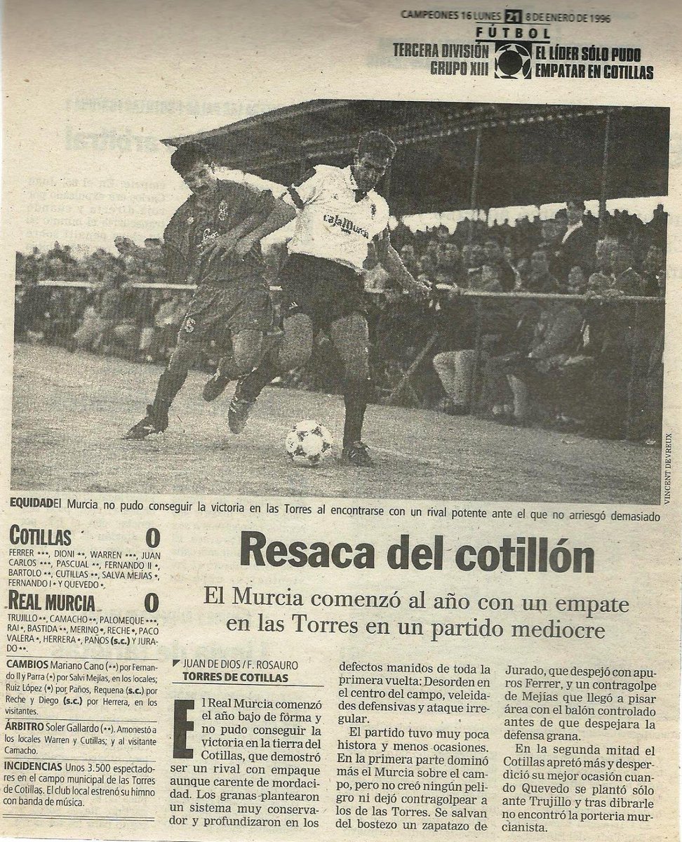 RRealmurcia's tweet photo. #QueFueDe Salva Mejias Después en paralelismo con el Real Murcia se diluyó  al igual que el @realmurciacfsad de la gloria de 1ª al barro de 2ªB y 3ª, con 29 años cayó a 2ªB (Elche) y 3ª (ADTorresCotillas) se reencontró con el Real Murcia enfrentándose en el año 1996. https://t.co/LCWfgRcPOl
