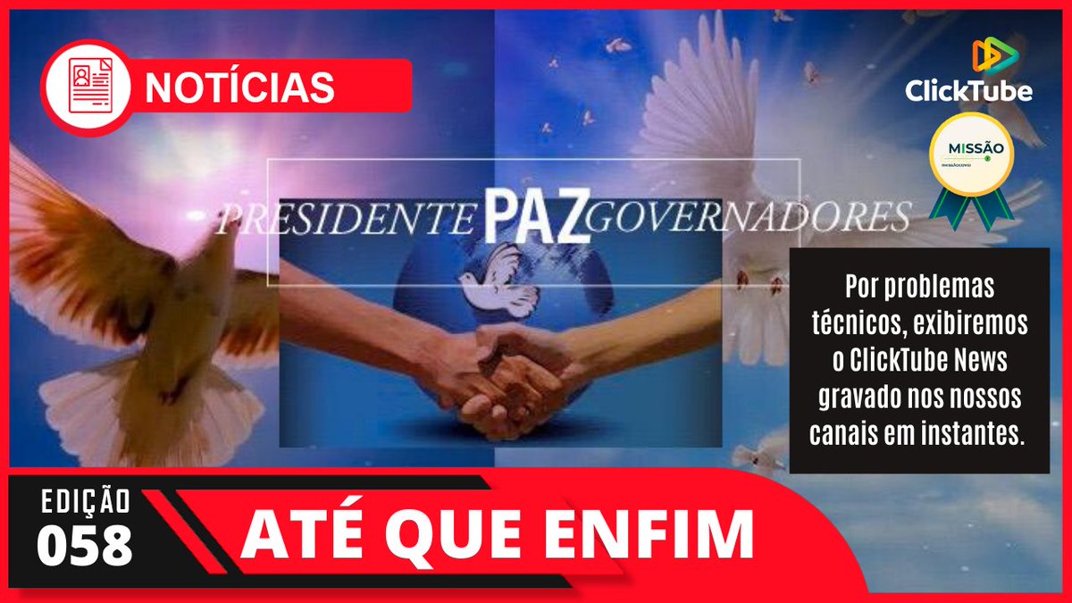 ClickTubeBrasil's tweet photo. Por problemas técnicos, exibiremos o ClickTube News gravado nos nossos canais em instantes. Você também vai poder conferir no https://t.co/4FaGbgI9eu

#ClickTubeNews58 #ClickTube https://t.co/gJvhq4JhMG