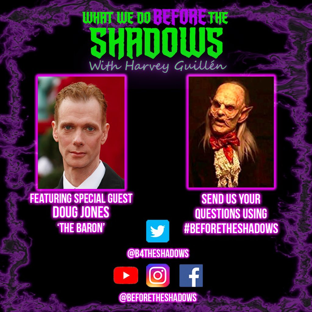 bhndtheshadows's tweet photo. The legendary Doug Jones (@actordougjones) is joining us for THIS SATURDAY’s special weekend episode! Leave your questions for him below using #AskTheShadows!! — and please, no human food🤢🍕🚫 https://t.co/Lkkgi3MKi4