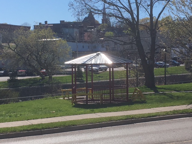 UPDATE: Today the gazebo got a metal roof that is reflecting a beam of light so intense at my house, it is melting the windows. The gazebo is turning my house into another gazebo. We are now battling two plagues in Port Hope, Ontario, Canada.