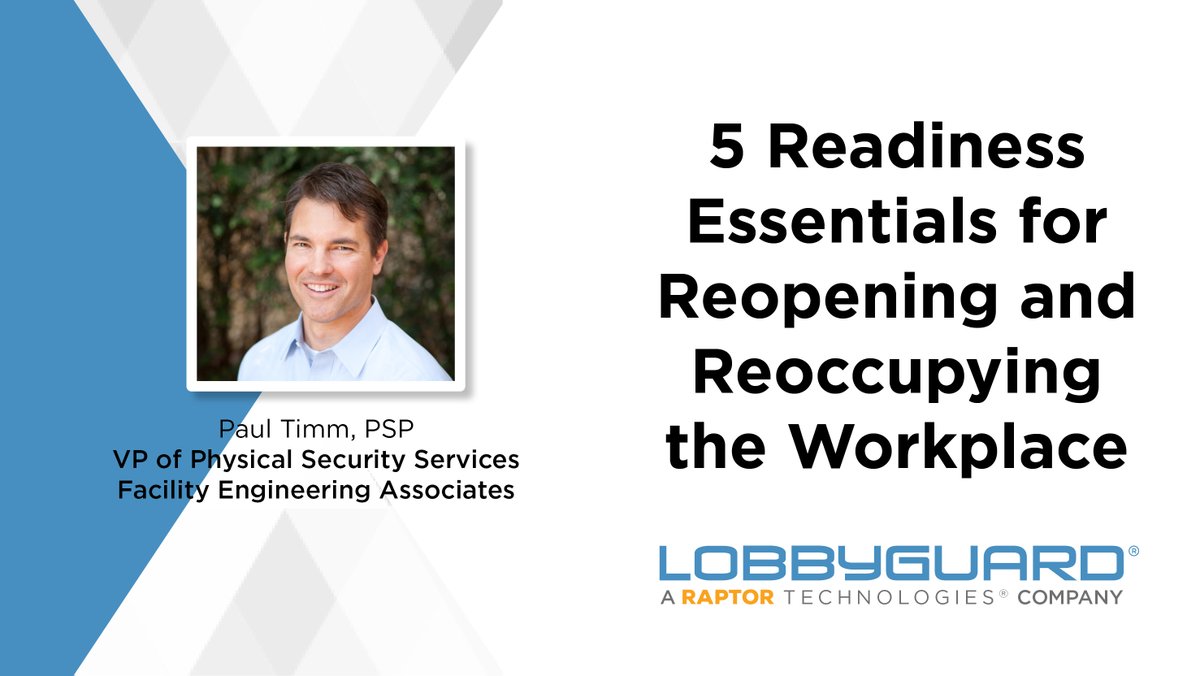 New protocols are needed to protect the #healthandsafety of everyone in your buildings. Watch our on-demand webinar with Paul Timm, Physical Security Professional &amp; VP of FEA, to hear 5 essentials when you #reopen and reoccupy: bit.ly/2zbidGJ #COVID19 #coronavirus