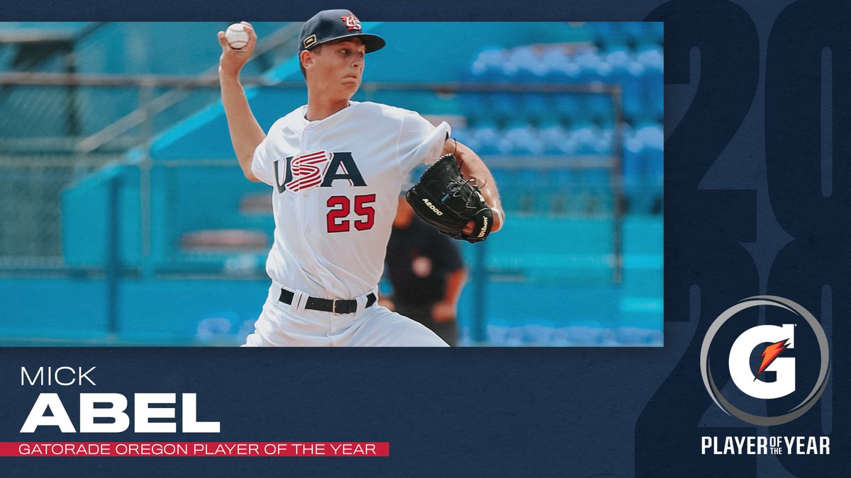 USA Baseball (@usabaseball) on Twitter photo Oregon's #GatoradePOY for the second year in a row 😤
Congrats to <a href="/USABaseball18U/">USA Baseball 18U</a>'s Mick Abel on receiving the honor once again in 2020! Oregon's #GatoradePOY for the second year in a row 😤
Congrats to <a href="/USABaseball18U/">USA Baseball 18U</a>'s Mick Abel on receiving the honor once again in 2020!