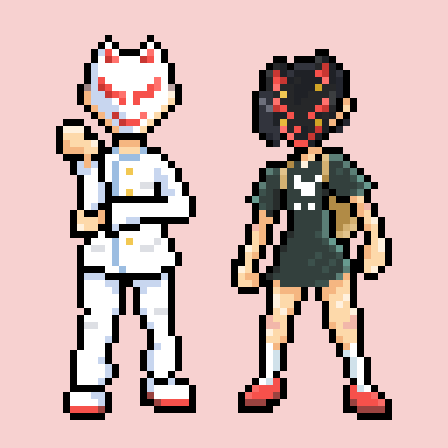 gazpins's tweet photo. pixels of my mom's and a friend's animal crossing characters 🦊👺 #AnimalCrossingNH https://t.co/1Skb4FOsd2