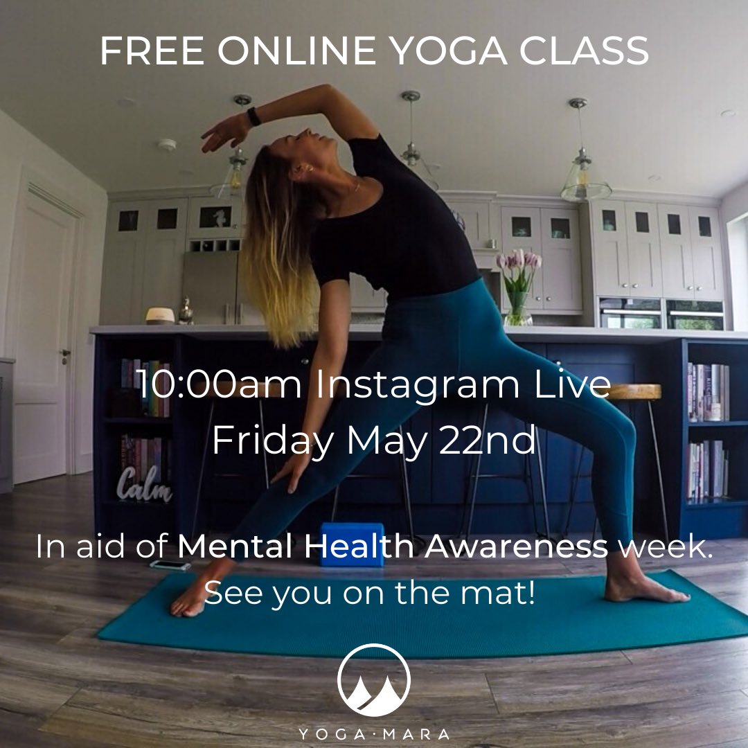 This week is #MentalHealthAwareness week and we are delighted to lead you through an anxiety and stress releasing yoga flow live over on our Instagram page tomorrow at 10am. We hope you can join us 💙 #YogaMara #Yoga #Release #Mindfulness #Breathe