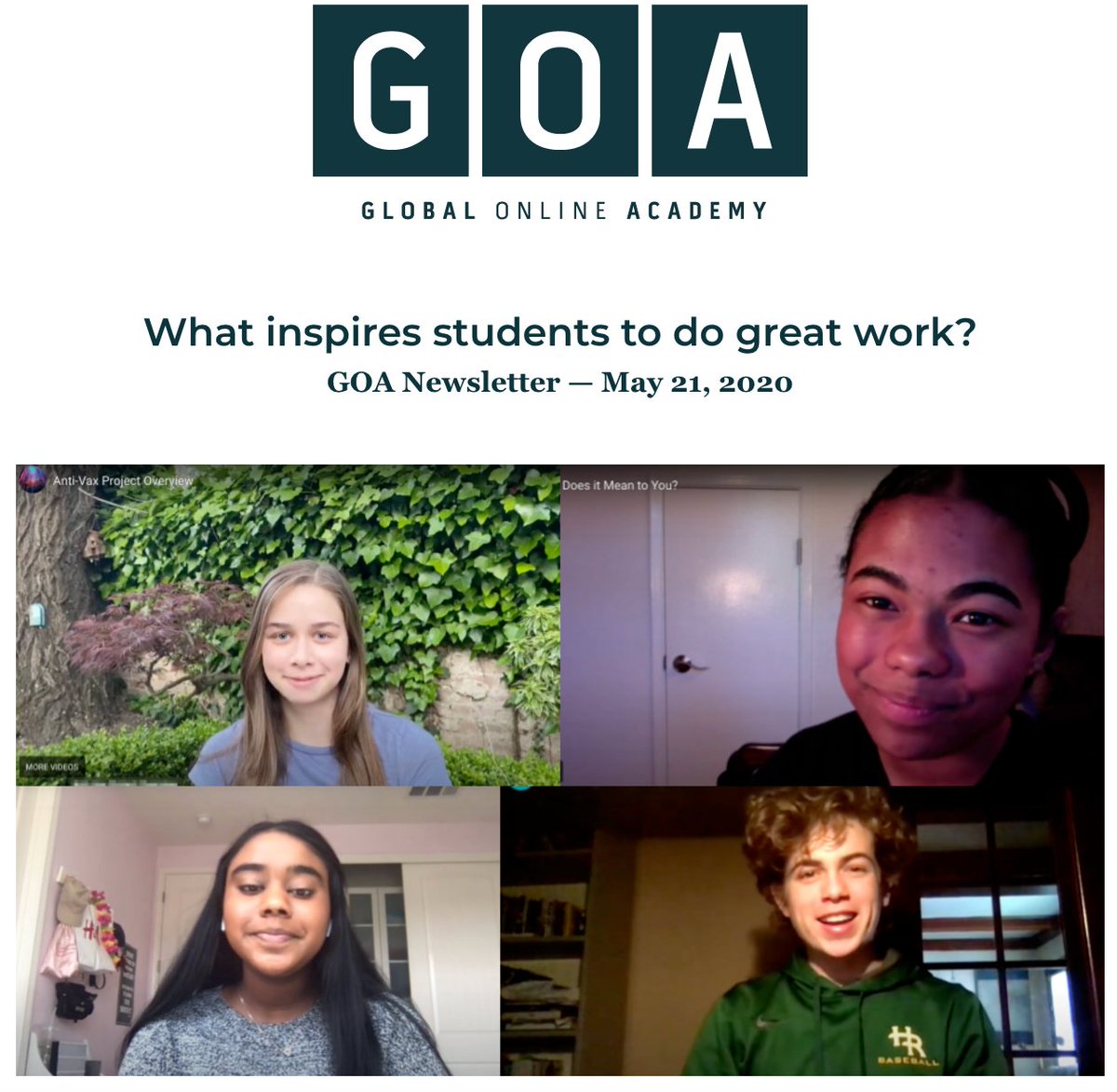 GOAlearning's tweet photo. Just out! Our May Newsletter features the latest offerings, updates, and articles from GOA. Check it out, and be sure to subscribe to receive in your inbox: https://t.co/KNMsZQBVVb #goalearning https://t.co/u4DC0GNOot