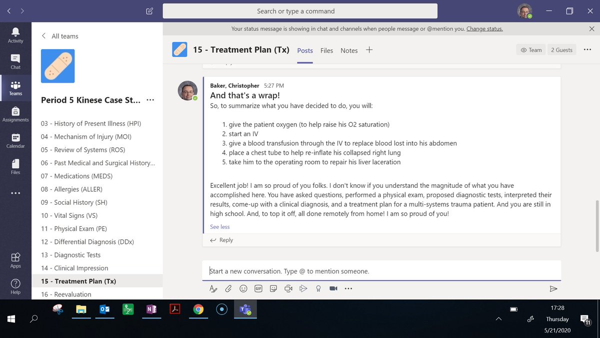 I can't tell you how proud I am of my #HHAandP #medical #anatomy #physiology students right now. They completed their second online case study this afternoon. A multi-systems trauma patient. And THEY ARE STILL IN HIGH SCHOOL. YES, I AM SHOUTING.