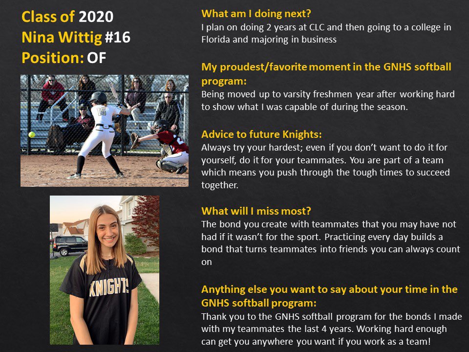 GNHSSball's tweet photo. And last but certainly not least is @ninaanicole24: Thank you for always working to improve your skills. You’ve never stopped trying to get better in your 4 years and you’ve handled any ups &amp; downs life has thrown at you with maturity and grace. You are a great teammate! https://t.co/R5XluEKlbX