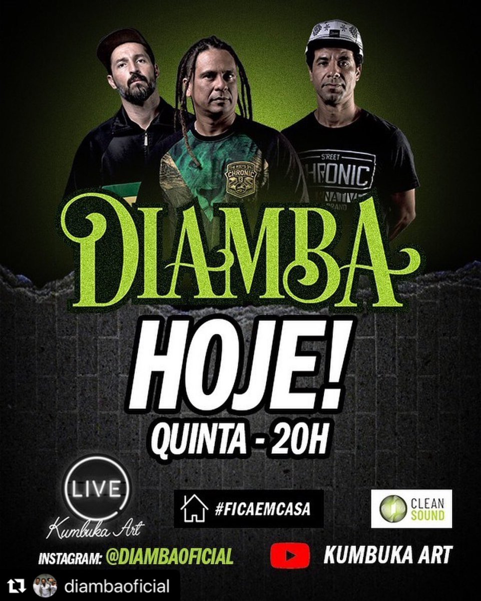 Femareggae's tweet photo. Live! Hoje tem Diamba às 20h @Diamba 

#Reggae #ReggaeMusic @diambaoficial 
#Repost @diambaoficial with @make_repost
・・・
LINK NA BIO!🙏🏼🔥✔️. #LIVEDIAMBA #REGGAE #BANDADIAMBA #DIAMBA #MÚSICA #LIVE #FIQUEEMCASA https://t.co/jdQswspVoT
