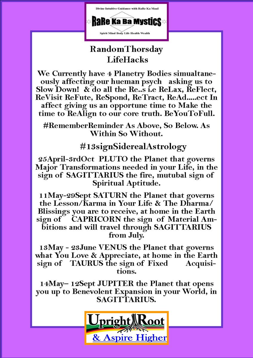 UPRR_AH's tweet photo. 💜💜 RandomThorsday #LifeHacks
Our #Metaphysical Mender Teacher &amp; #SocialResearcher says #RememberReminder #asabovesobelow our #holistic self #SelfDiscovery in #astronomy  #spiritualgrowth #spiritualquotes #spiritualcoach
Check out @rarekabamystics  4Video logs #divine #love #art https://t.co/MVYCP35bIN