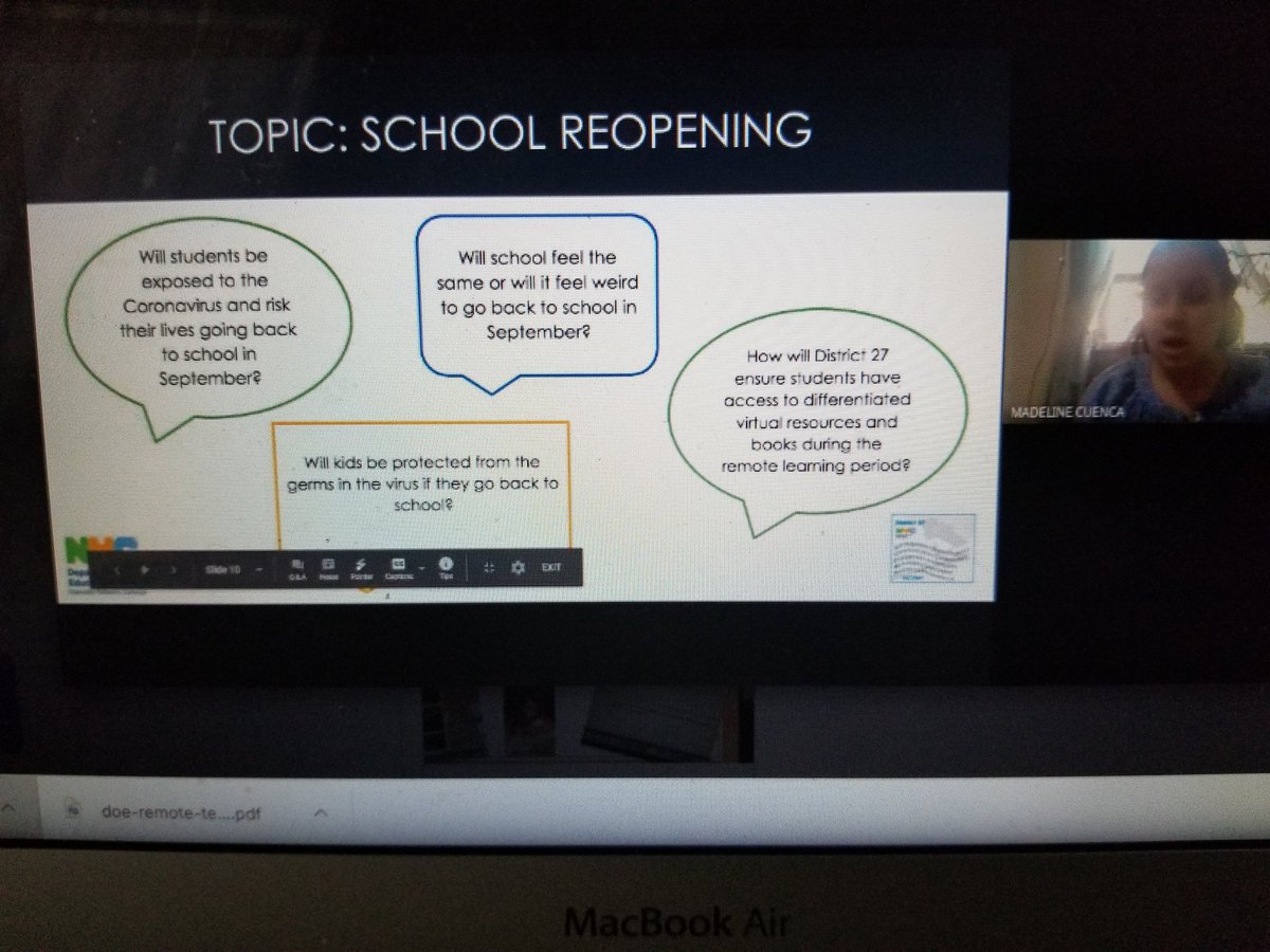 Epic Moment: Superintendent @JCarreonambert Google Meet with almost 50 Student Govt. Presidents today, addressing amazing questions & getting feedback on improving Remote Learning & Student Choice. #SCEWP @SpencerAndreD @DOEChancellor @CWATSONHARRIS @ofdc_nycschools @QSNYCDOE