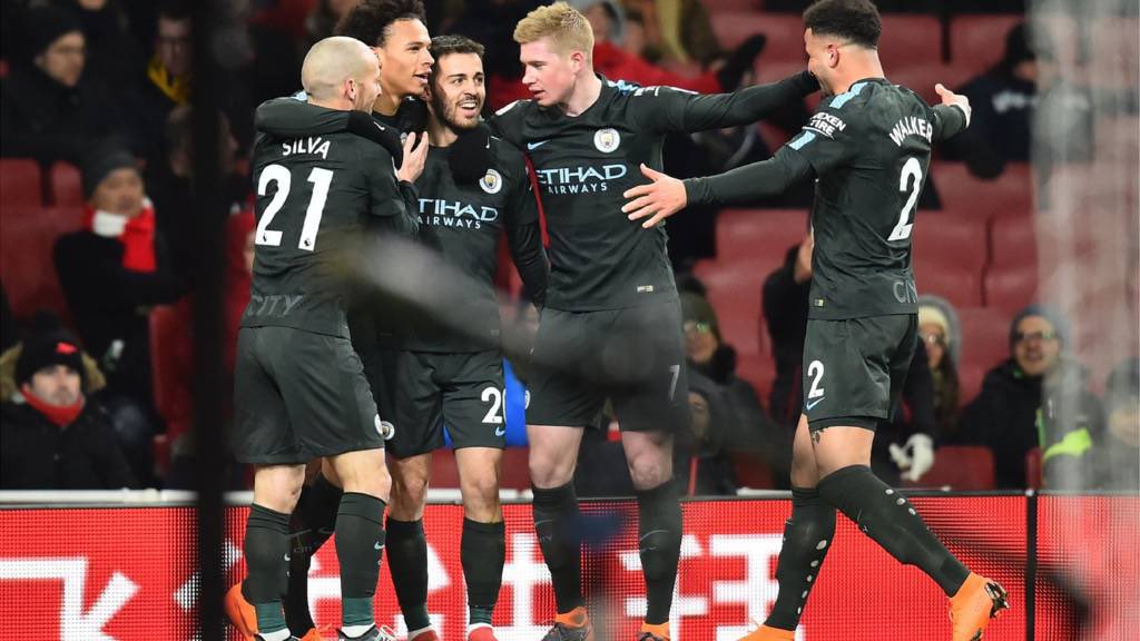 TheMCFCView_'s tweet photo. THURSDAY 01 MARCH 2018

Arsenal 0-3 Manchester City

Bernardo Silva 15’ ⚽️
David Silva 28’ ⚽️
Leroy Sané 33’ ⚽️

City run riot away to Arsenal just 6 days after defeating them in the Carabao Cup Final (0-3). https://t.co/cZjmjifIsO