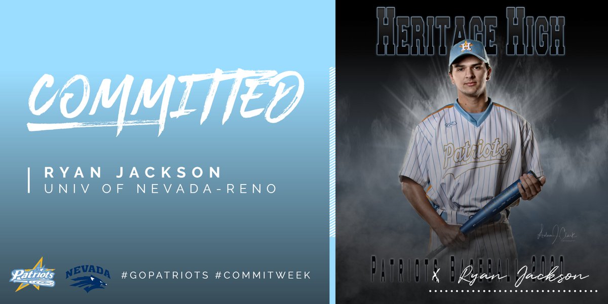 2019 BVAL MVP Ryan Jackson takes his baseball talents to the University of Nevada-Reno next year after a record-breaking run at Heritage.  Congrats Ryan! #CommitWeek #GoPatriots