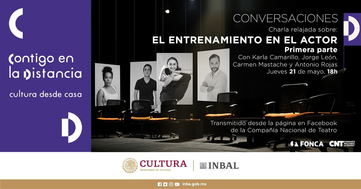 CNTeatromx's tweet photo. #ContigoEnLaDistancia
Karla Camarillo, Jorge León, Carmen Mastache y Antonio Rojas te esperan en nuestra fanpage en una hora para platicar sobre el entrenamiento del actor. ¡No te lo pierdas!
👉 https://t.co/whnK87sULZ
@FONCAMX  #CulturaEnCasa https://t.co/WYP8KLpyEc