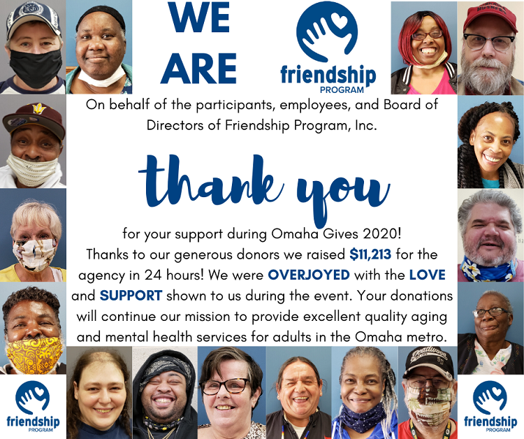 TheRealFPOmaha's tweet photo. There are many thanks to share with all of our donors! We hoped for a good turnout &amp; the Omaha community overwhelmed us with love &amp; support! We will continue the words of thanks of the next few weeks!

#MentalHealthMatters #HealthyAging #SupportLocal #OmahaGives https://t.co/FJEm6EUoq2