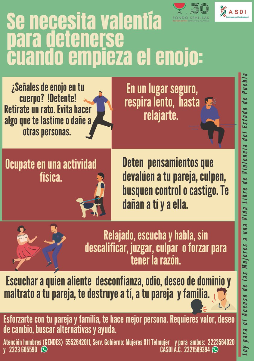 FondoSemillas's tweet photo. El control y buen manejo de las emociones es un paso q lleva al cambio y ayuda a luchar contra la violencia. Aquí un material de #Casdi, org q apoyamos, con algunas herramientas para manejar el enojo. Una invitación a los hombres a sumarse y terminar con la violencia de género. https://t.co/fa4xFOf4eC