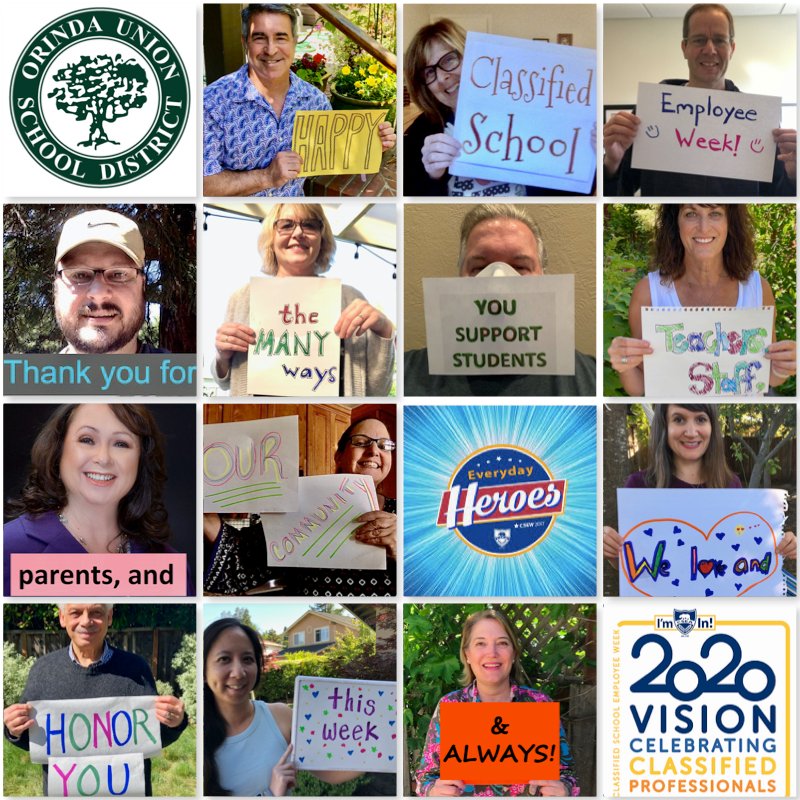 Orinda Schools (@orindaschools) on Twitter photo It's California Classified School Employee Week! We love and appreciate our Classified Employees in Orinda USD. #ClassifiedSchoolEmployeeWeek #WeAreOrinda
<a href="/oisbulldogs/">OIS</a> <a href="/wrraccoons/">Wagner Ranch School</a> <a href="/sleepyOUSD/">Sleepy Hollow</a> <a href="/GloriettaGopher/">GloriettaGophers</a> <a href="/delreydolphins/">Del Rey</a> <a href="/CoCoSchools/">Contra Costa County Office of Education (CCCOE)</a>
<a href="/CSEA_Now/">CSEA</a> It's California Classified School Employee Week! We love and appreciate our Classified Employees in Orinda USD. #ClassifiedSchoolEmployeeWeek #WeAreOrinda
<a href="/oisbulldogs/">OIS</a> <a href="/wrraccoons/">Wagner Ranch School</a> <a href="/sleepyOUSD/">Sleepy Hollow</a> <a href="/GloriettaGopher/">GloriettaGophers</a> <a href="/delreydolphins/">Del Rey</a> <a href="/CoCoSchools/">Contra Costa County Office of Education (CCCOE)</a>
<a href="/CSEA_Now/">CSEA</a>