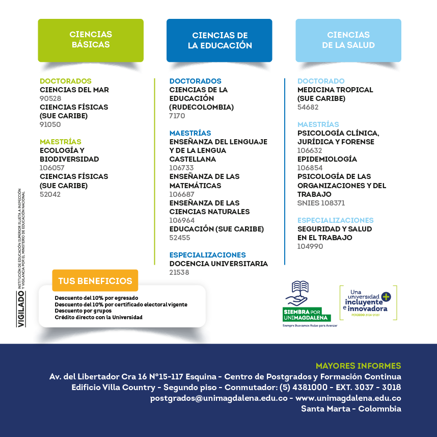 Unimagdalena's tweet photo. #PostgradosUM | @Unimagdalena y su Centro de @PostgradoUnimag siguen trabajando por ofrecer una amplia oferta de programas posgraduales de calidad. ¡Tenemos múltiples beneficios!
👉Mayor información al 320 5469212 o escribir un correo postgrados@unimagdalena.edu.co https://t.co/JfrOhYfgaA