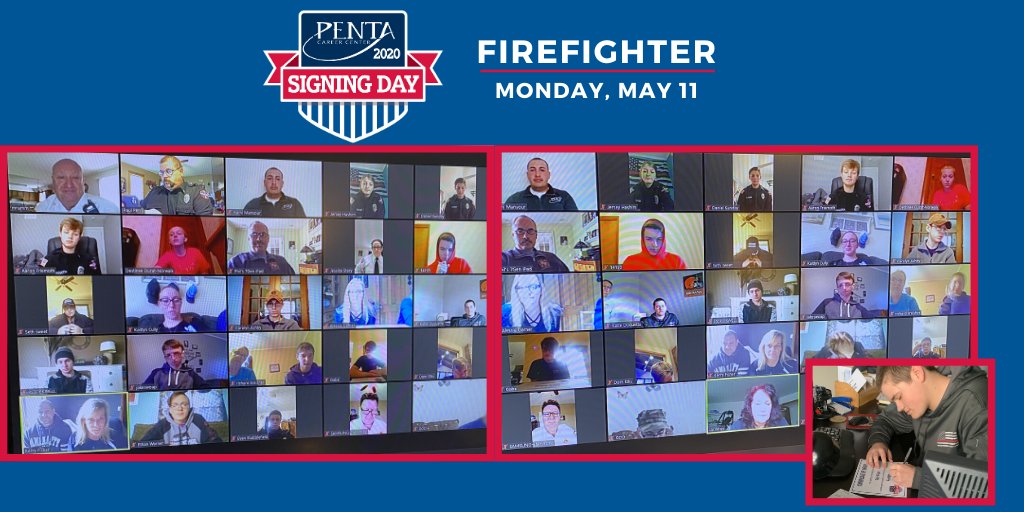 pentacareerctr's tweet photo. We welcome our new students who committed to Penta Career Center during their Virtual Signing Day, including the following programs: Job Training, Firefighting, Sophomore Exploratory, Digital Arts &amp; Design. To see more images, visit our FB page. 🙌🏽#IChosePenta #PentaPride https://t.co/qRQICuROrc