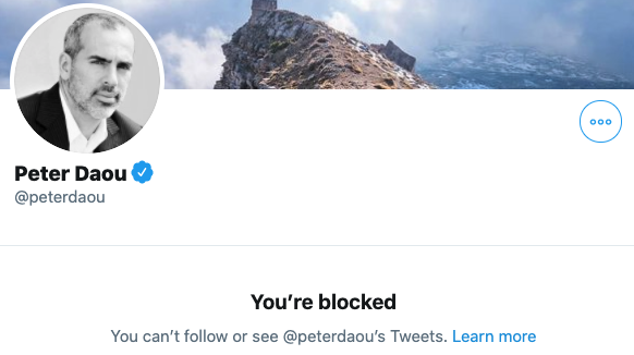 RadDadJoker's tweet photo. Badge of honor: Damn dude has some thin skin!
#PeterDaou https://t.co/ksVJQO8S0W