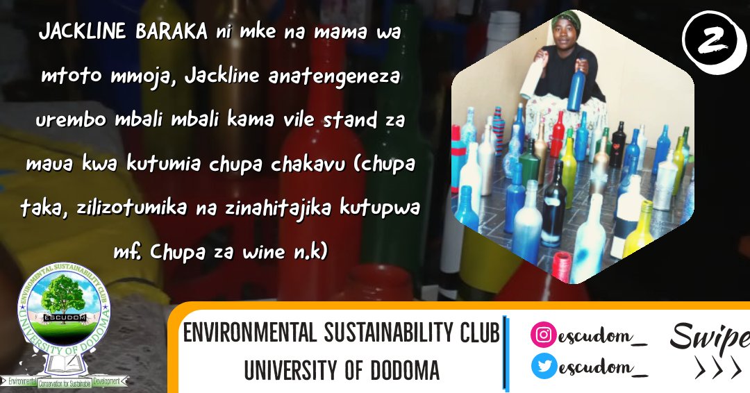 ESCUDOM_'s tweet photo. Kutana na Bi Jackline Baraka 23, anayetumia chupa taka kama ajira. 
#nipedili
Anapatikana mbeya ilomba https://t.co/5maL3RAb9Y