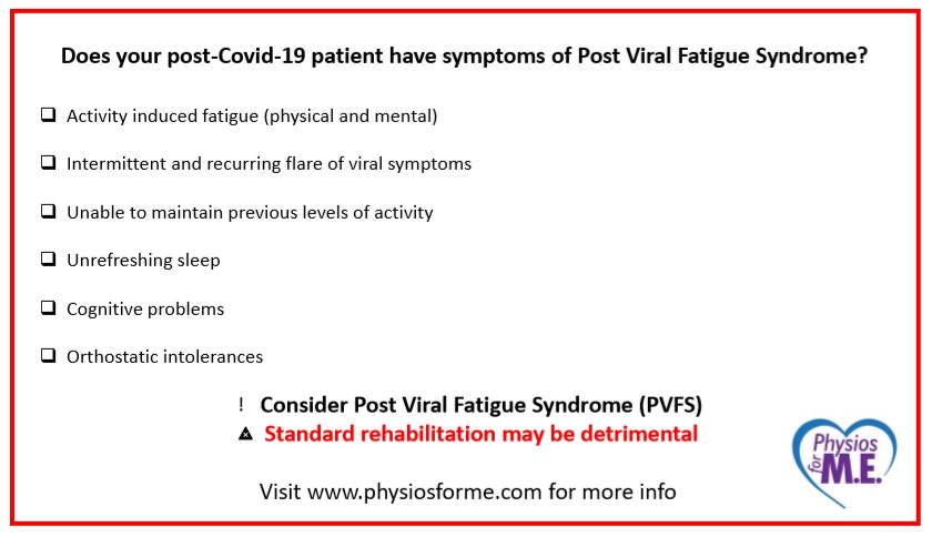 ClagueNjc36's tweet photo. Really useful simple advice for post COVID-19 fatigue. The dilemma for everyone including #physios #ots #medics is how to recognise #pvfs. These slides might help. https://t.co/1CgjgbJIdI