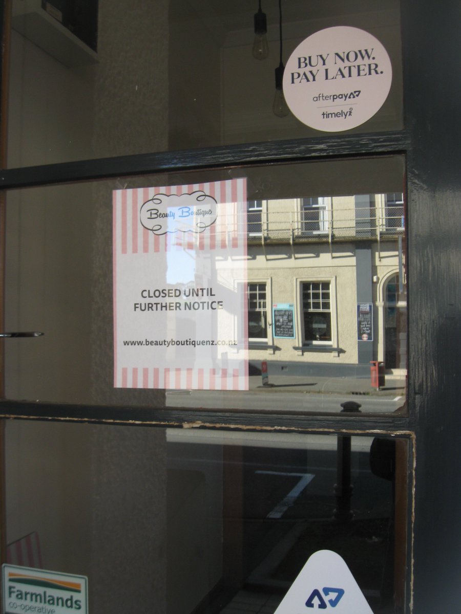 More Otautau Main St documentary series pre & post Covid: 1. Original site was home to few local businesses then burned down, CC 0; 2. New business Beauty Boutique 2016, CC BY; 3. After being forced out by owner after asking for toilet at shop, CC BY; 4. Shut due to Covid, CC BY.