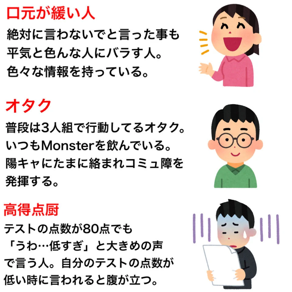 あなたのクラスにもきっといた？wwwクラスに一人いる人の一覧www