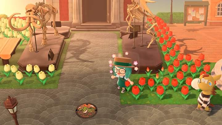 NicoolieLester's tweet photo. My boyfriend watches (and I listen to) @StoneMountain64 stream everyday while I play #acnh so I made a little tribute to him in my town square🗻 #teamworkmakeadreamwork 
#stonemountain64
#hostiletrees https://t.co/MPnhwPGlhh