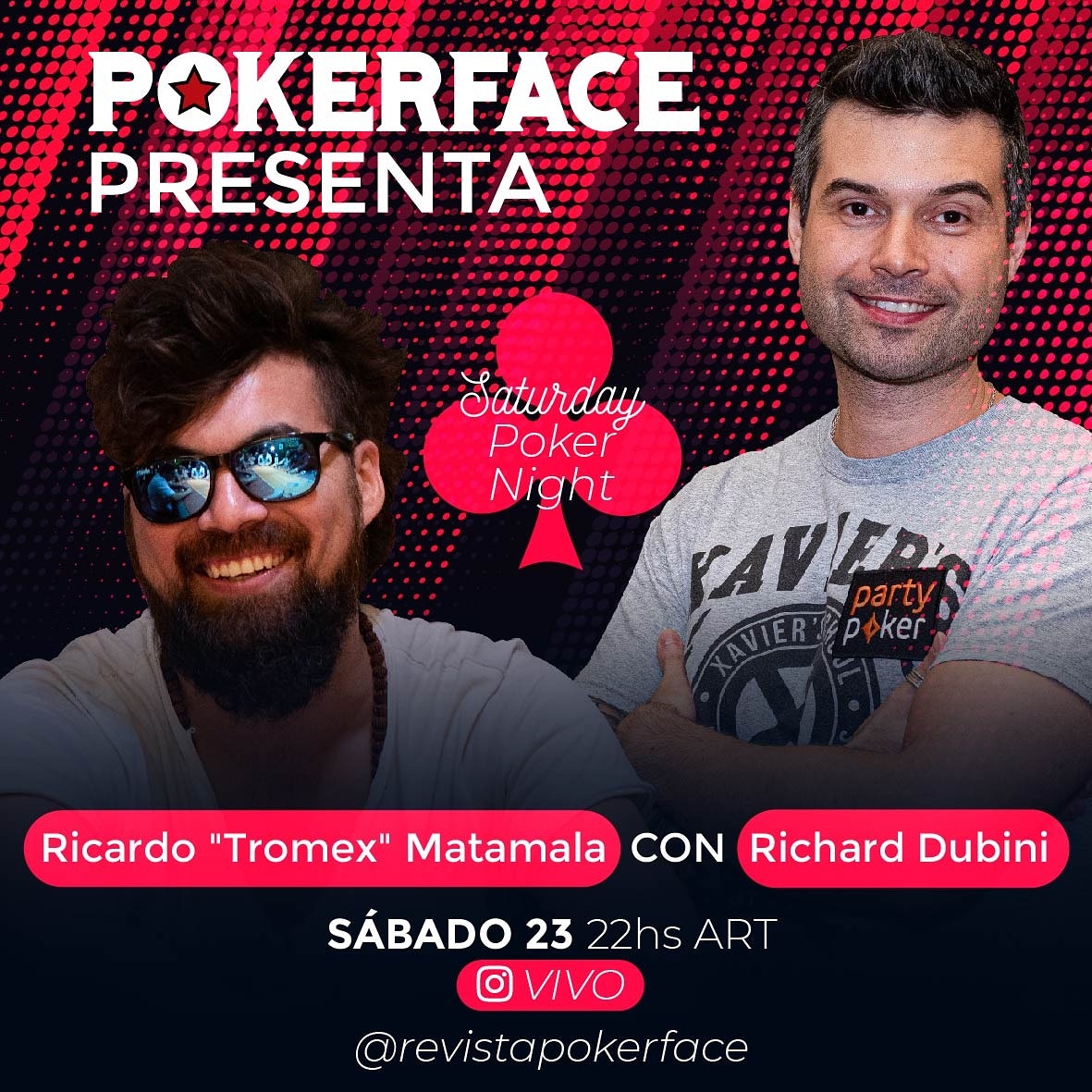 Este #sábado 22hs ART se juega #saturdaypokernight

En vivo desde <a href="/instagram/">Instagram</a> 
@RichyDubini y <a href="/tromexpoker/">Tromexpoker</a> festejando la 60 edición de #pokerface
Heads-up, premios, sorteo de #tickets by <a href="/partypokerLATAM/">PartyPokerLATAM</a> y un poco de #poker 

Los esperamos!

reed in <a href="/issuu/">Issuu</a> 
issuu.com/pokerface.com/…