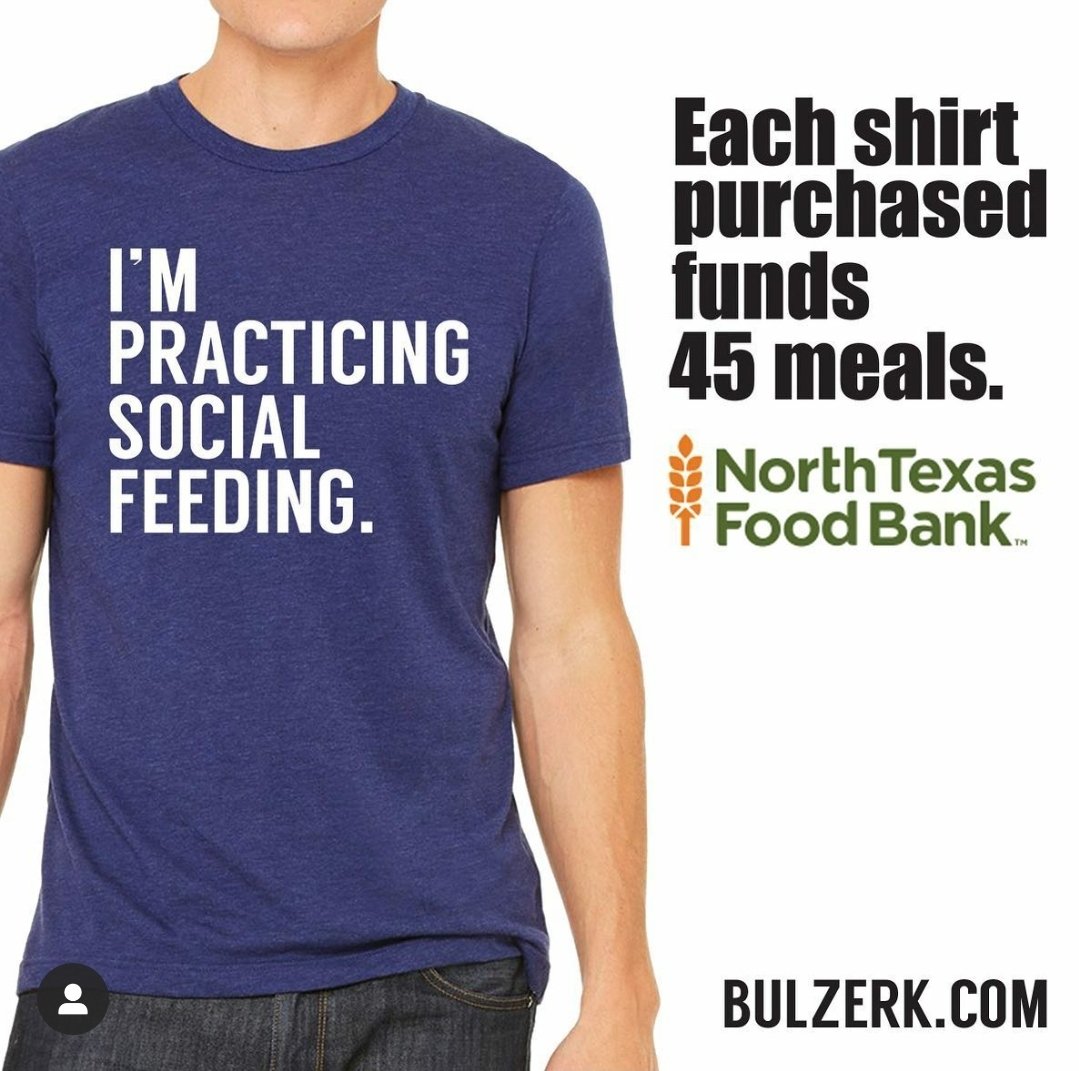 We have partnered with <a href="/ntfb/">North Texas Food Bank</a> to help provide food for those in need. Each shirt purchased will find 45 meals in North Texas!
Help us spread word!
Available below:
bullzerk.com

#NorthTexasFoodBank
