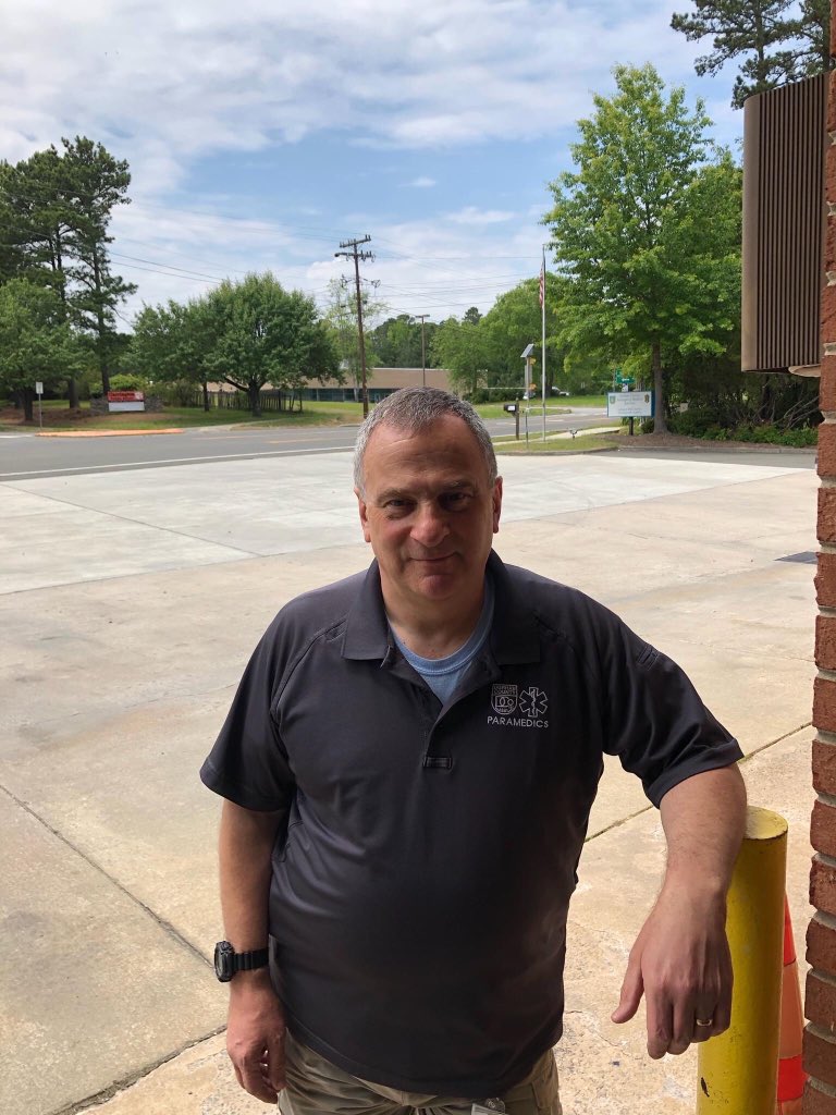 EMSDurham's tweet photo. Our Thursday evening feature is 
Logistics Technician Robert (Rob) Stabbe. Rob has been with DCEMS for 30 years. Rob shows he’s #EMSstrong by supporting operations and delivering medical supplies with attention to detail, a calm demeanor, and a sense of humor. #EMSWeek2020 #ems https://t.co/iyagk7k2IE