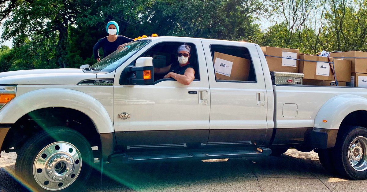 Thanks to <a href="/LincolnMotorCo/">Lincoln</a> for donating 110 thousand masks – me and <a href="/iamcamilaalves/">Camila Alves</a> hitting the road to get em to rural hospitals in need across Texas
