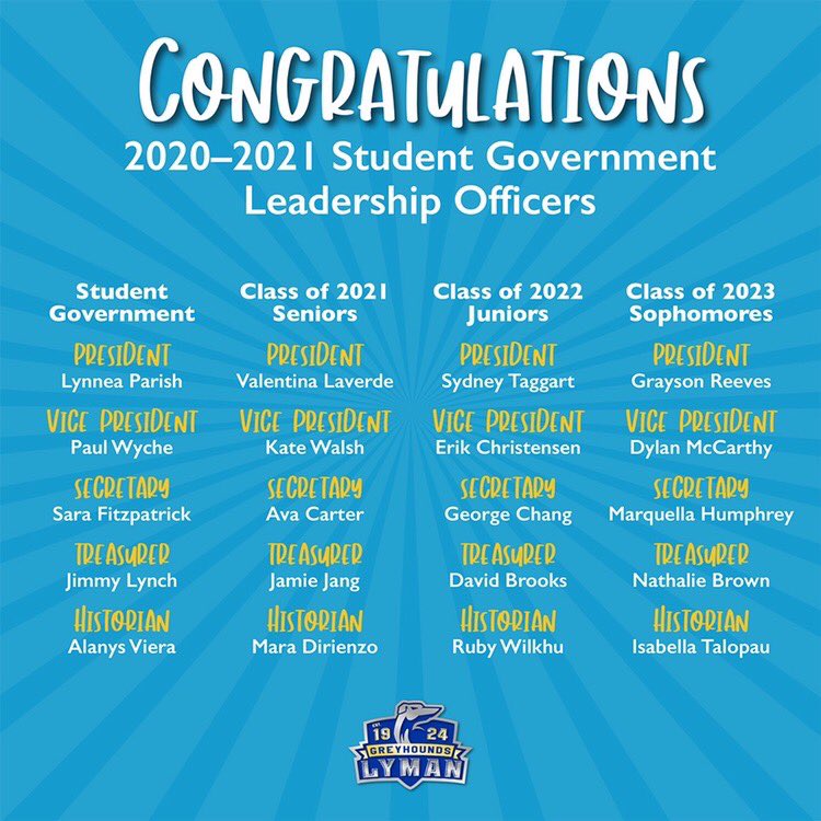 Congratulations to the new class officers! We know you’ll do great next year!