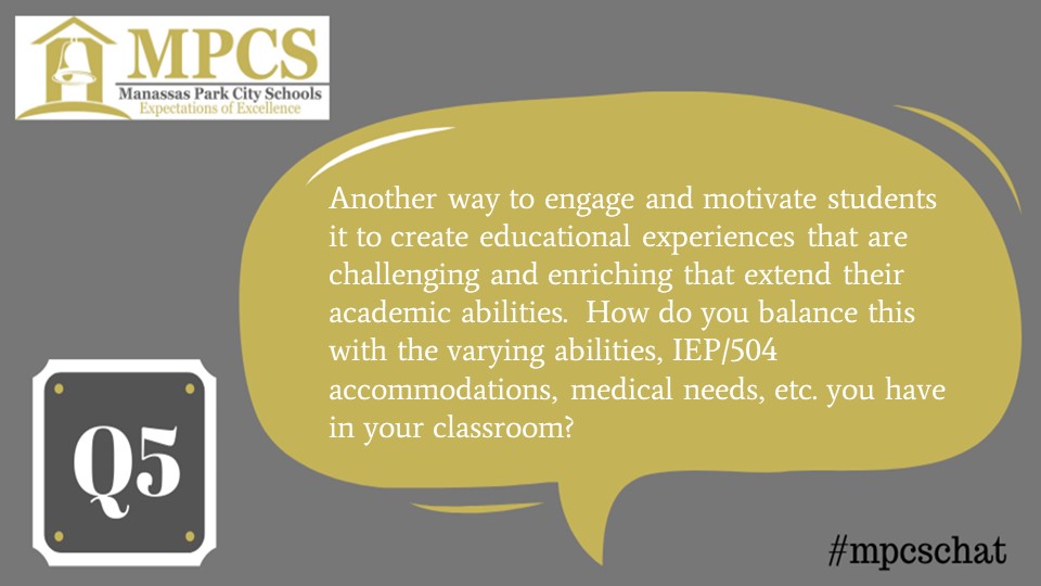 While I was looking for just the right questions for this topic, I realized that engaging students with disabilities really is not that different than those without disabilities, it just needs to be more intentional (in my mind).  
#mpcschat