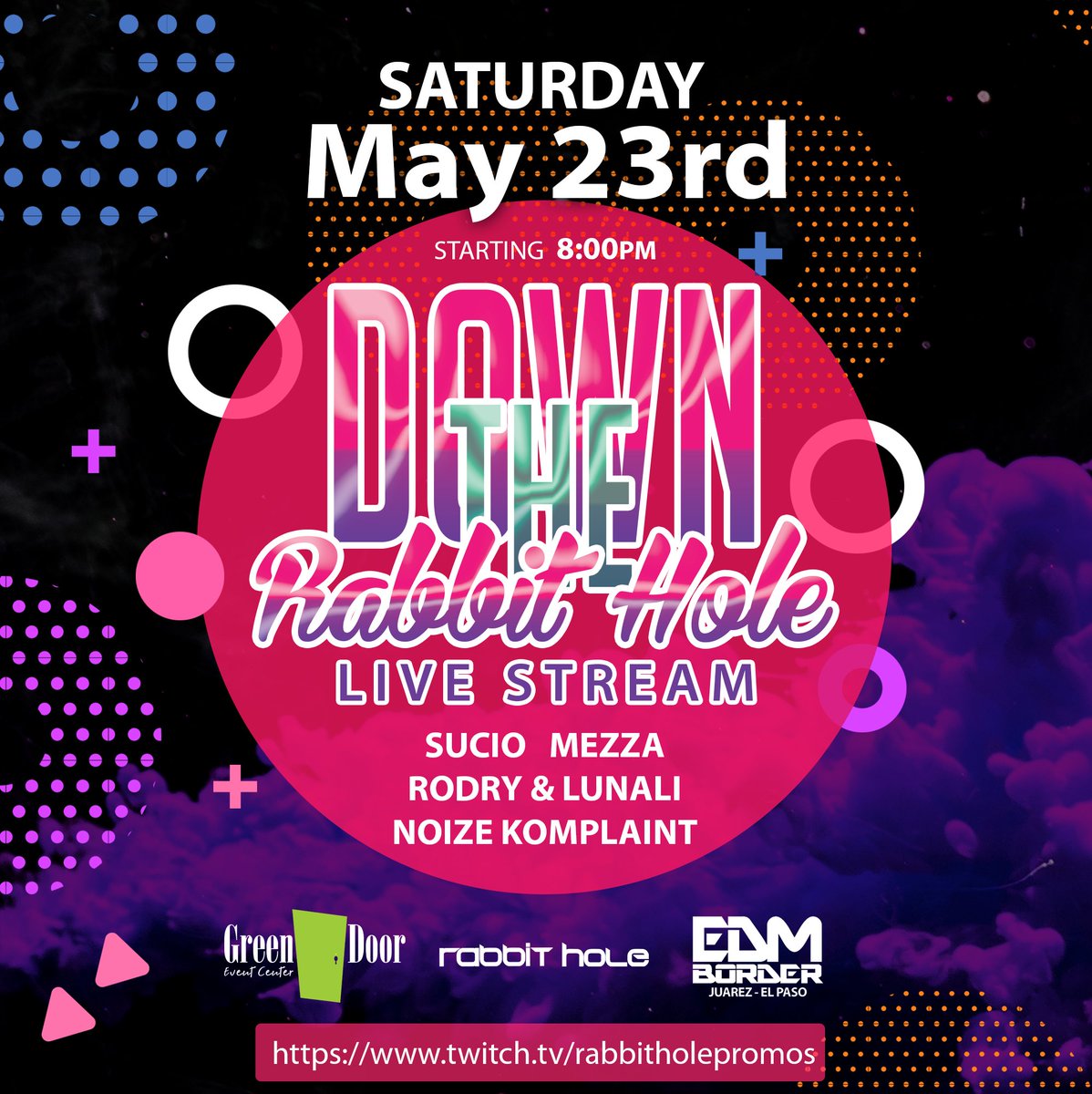 Join us Down the Rabbit Hole this Saturday May 23rd starting at 8PM on our Twitch channel.
Tune in and party with us!

buff.ly/35GFJHi