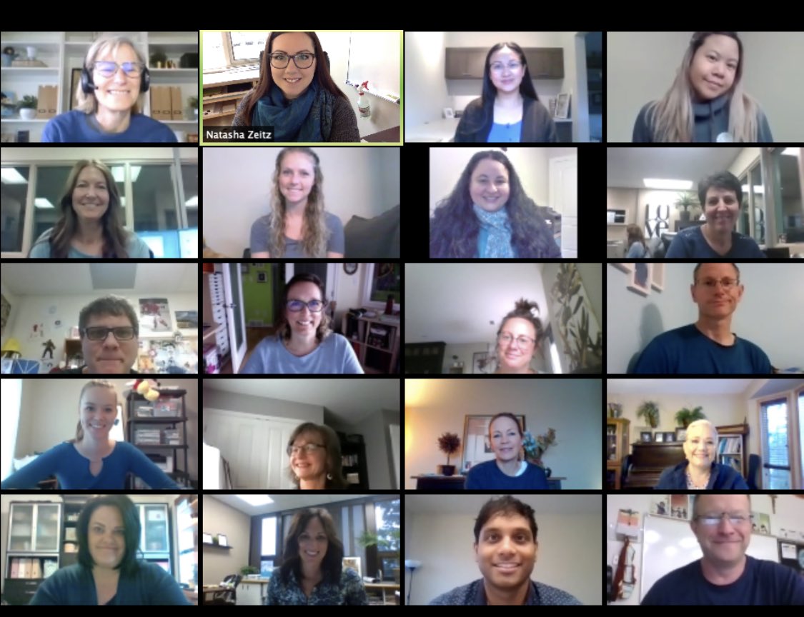We wear BLUE to celebrate #IBelieveInCatholicEd . Can you spot our special guest? ⁦<a href="/STARCatholic/">STAR Catholic</a>⁩