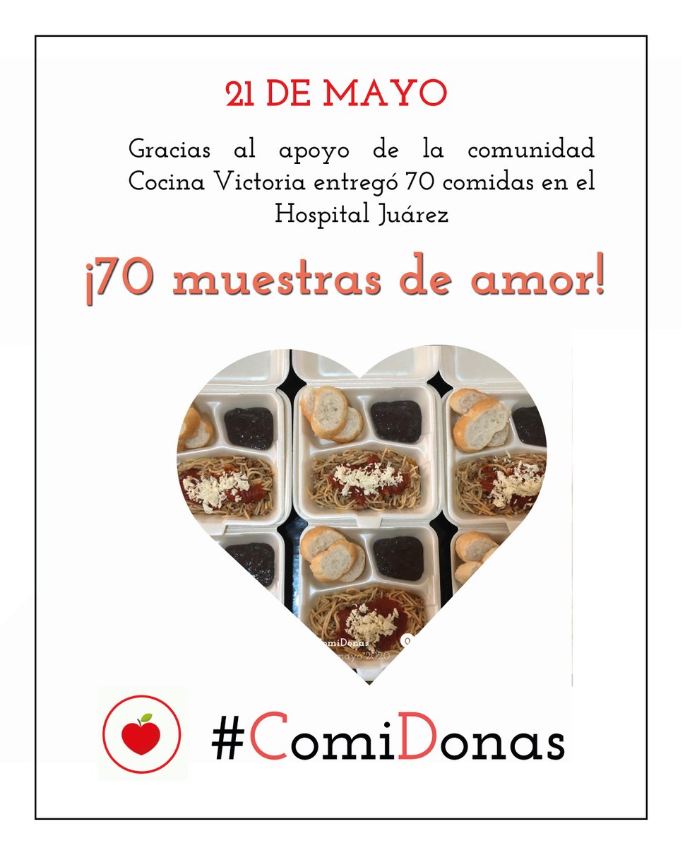 comidonas's tweet image. Hoy entregamos 70 #ComiDonas en el @HospitalJuarezM

Tú también puedes sumarte a este proyecto y con $50 alimentar a los #HeroesDeLaSalud 

#JuntosSaldremosAdelante 
#TodosConMascarilla