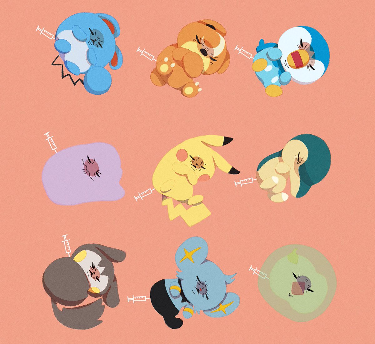 pokemon (creature) no humans sleeping simple background lying closed eyes pink background general  illustration images