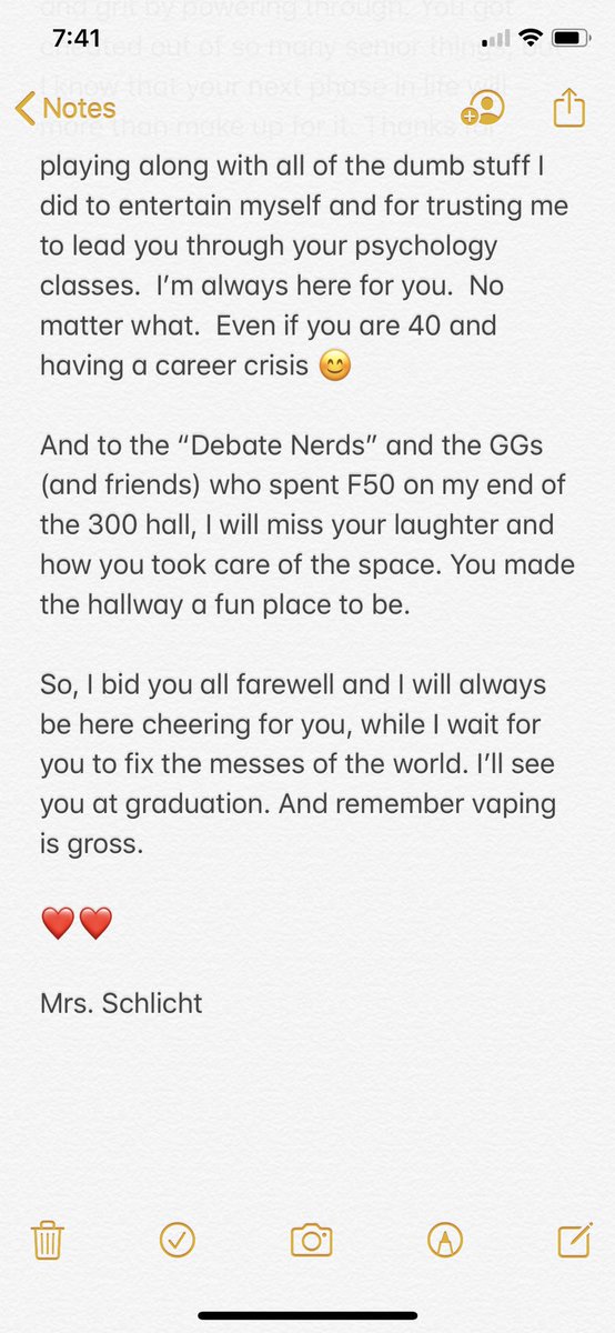 Here are my parting words for the Olathe South Class of 2020. 😭💙💛💙💛 You all have no idea...