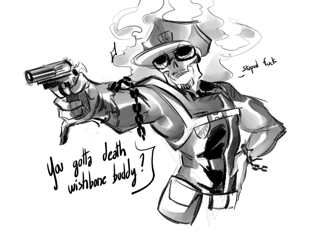 Wanted to share this beautiful drawing of Inferno Cop by @LadyMathou from a call we and other friends were on. Definitely give her a follow, she is a wonderful artist! ?