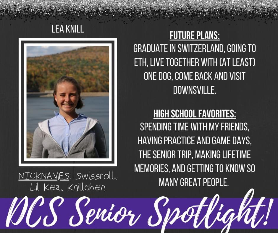 DCS is excited to SHINE THE LIGHT on our graduating seniors!
Senior Spotlight 🌟 Lea Knill
