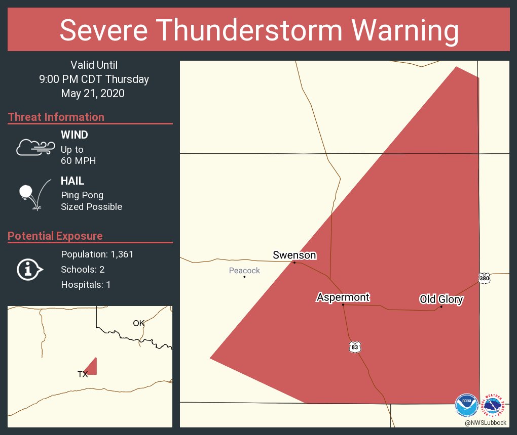 Severe Thunderstorm Warning including Aspermont TX, Old Glory TX