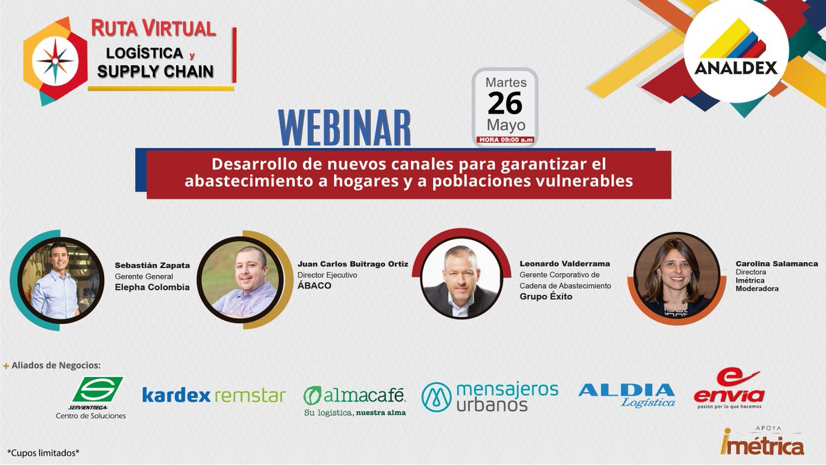 Imetrica's tweet photo. Desde la logística podemos generar grandes aportes a nuestra sociedad. Conozca 3 modelos de operación logística con enfoque social #JuntosContruimosPaís @juanmatizg @Csalamanca26 @ExpoLogColombia #logisticasocial #logisticaco
Inscripciones: https://t.co/k4X3y4w8kZ https://t.co/WMwh7pSpFp