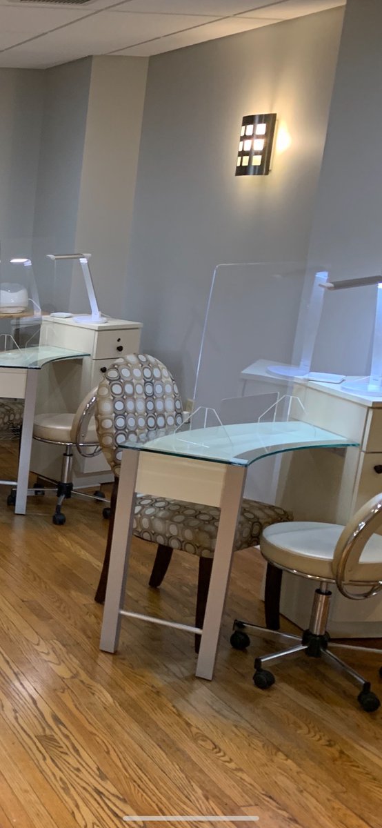 Plexiglass nail stations are up! We are getting ready for you!