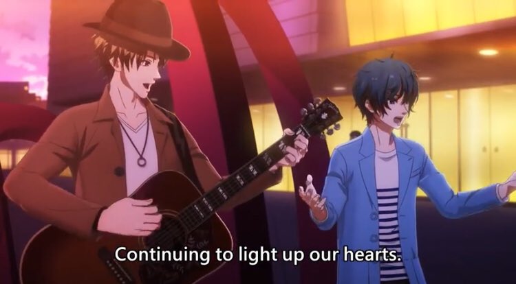 As they enter the chorus, Yuuto’s starting to get into the song more, you can see from his expression changing after Ren giving him the look